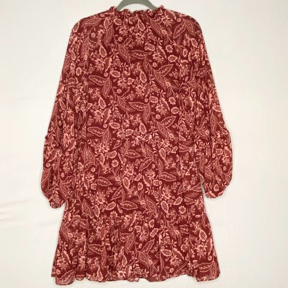 1.State Dress Large Burgundy Pink Floral Tunic Knee Length Fully Lined - Picture 6 of 10